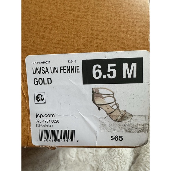 Unisa Un Fennie Gold Strappy Zip Up High Heels - Size 6.5 - Picture 7 of 7